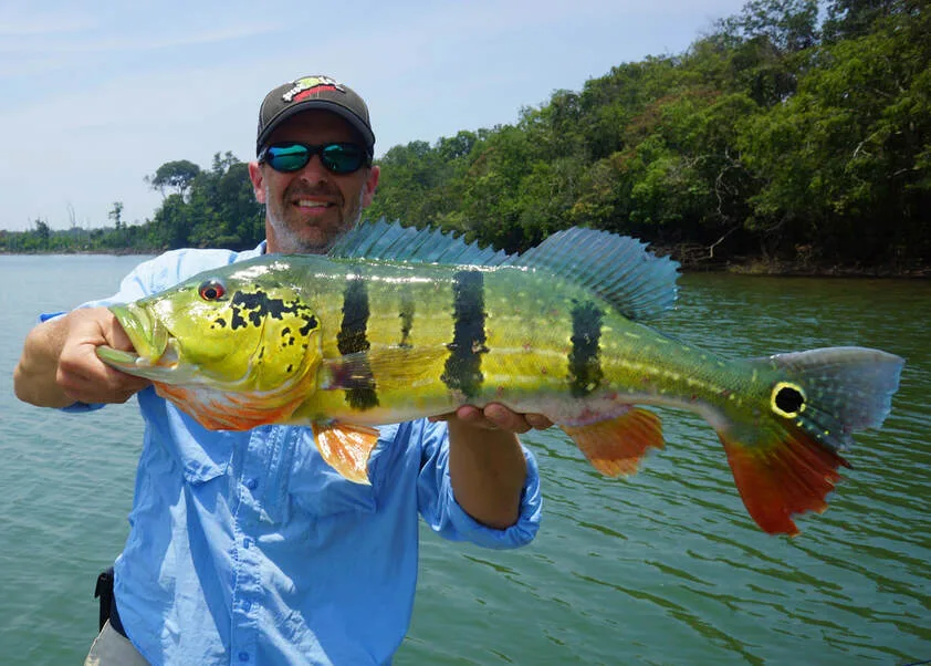The author's friend Gary with a beauty caught in Colombia.  Incredible color and markings.