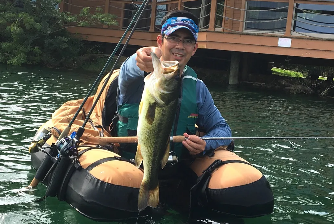 Bass caught from a float tube