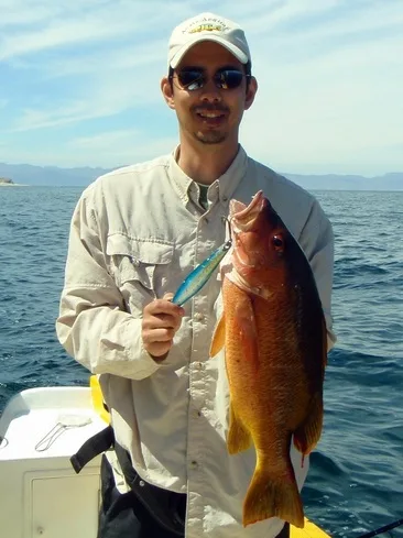 Snapper caught on a surface iron lure in Mexico