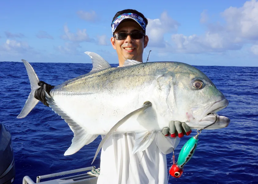 Giant Trevally caught on a Heru Cubera 125 in Aitutaki