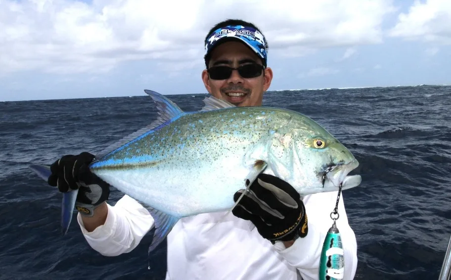 Bluefin Trevally caught off the Great Barrier Reef, Australia on a popper