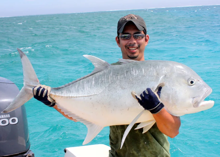 Giant Trevally caught in New Caledonia on a sinking stickbait lure.