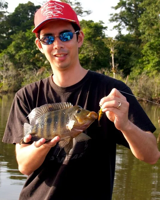 Mayan Cichlid caught on a floating Rapala in Costa Rica