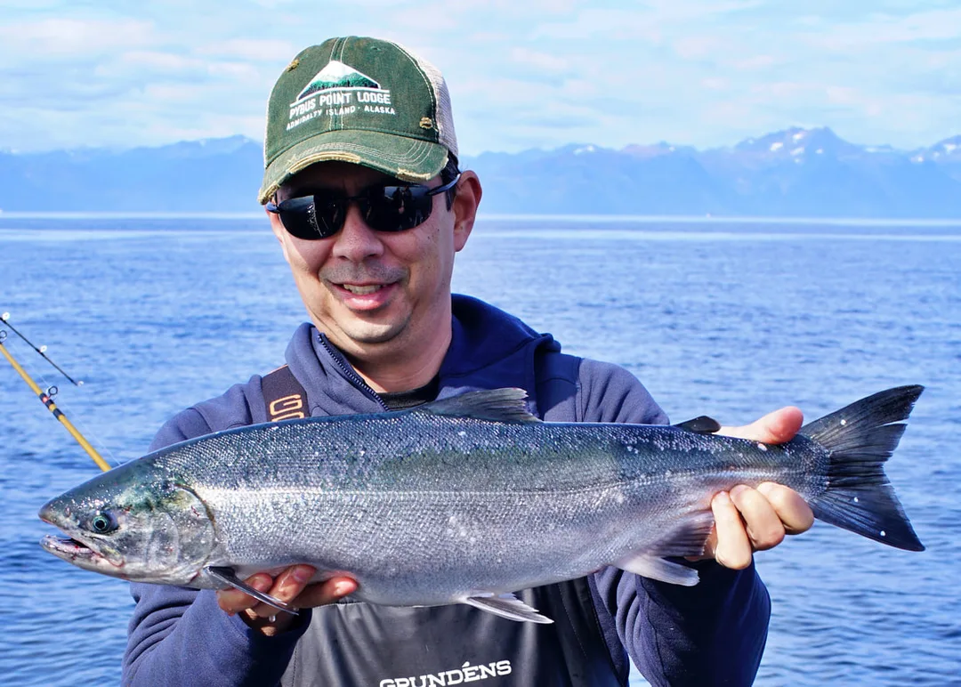 The author with a small Coho