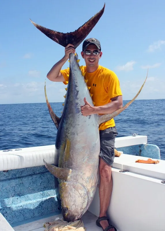 The author with a 270lb Yellowfin Tuna caught in Puerto Vallarta, Mexico fishing on a panga