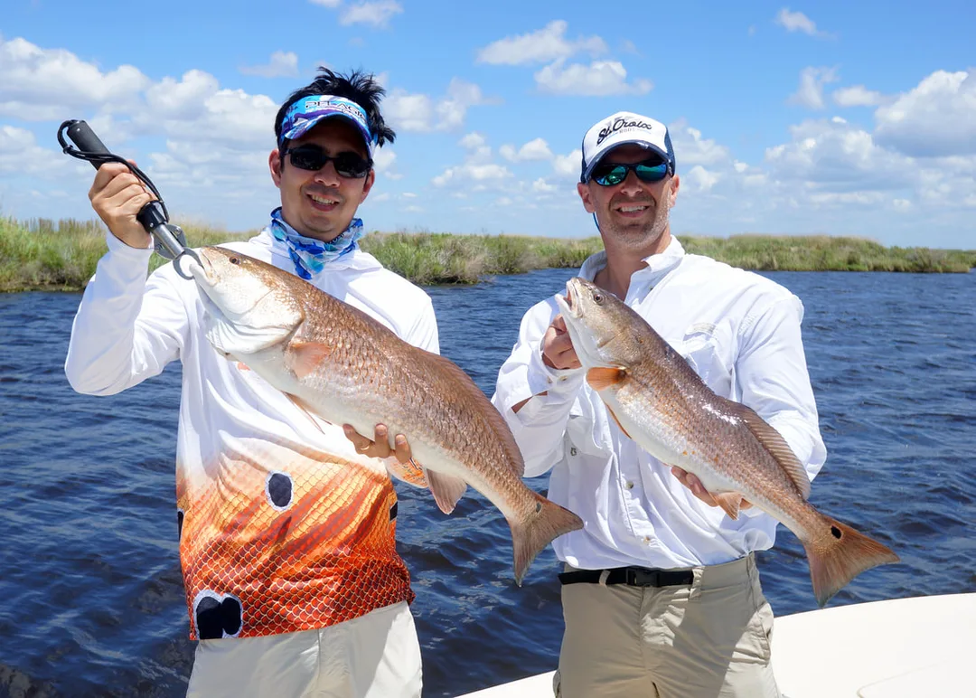 A nice double of Redfish caught in Lake Calcasieu