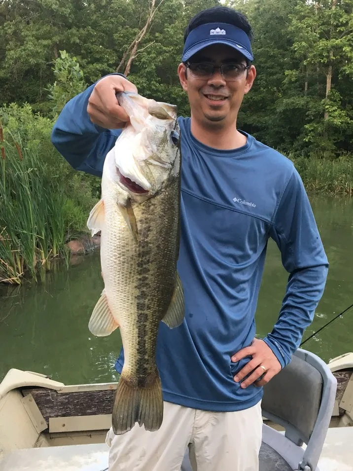 The author with a big largemouth bass caught near Chattanooga, Tennessee on a plastic worm