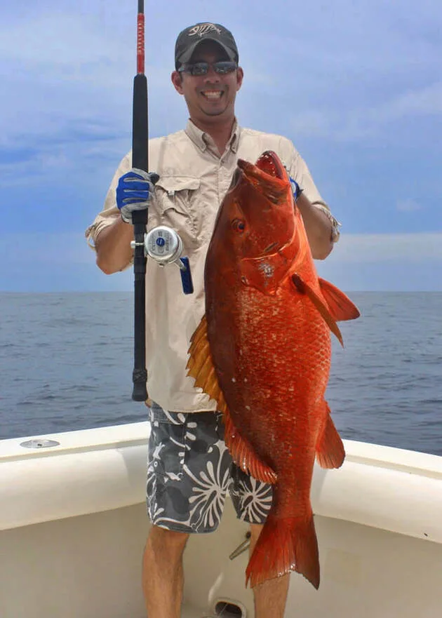 A Pacific Cubera Snapper caught in Punta Mita, Mexico