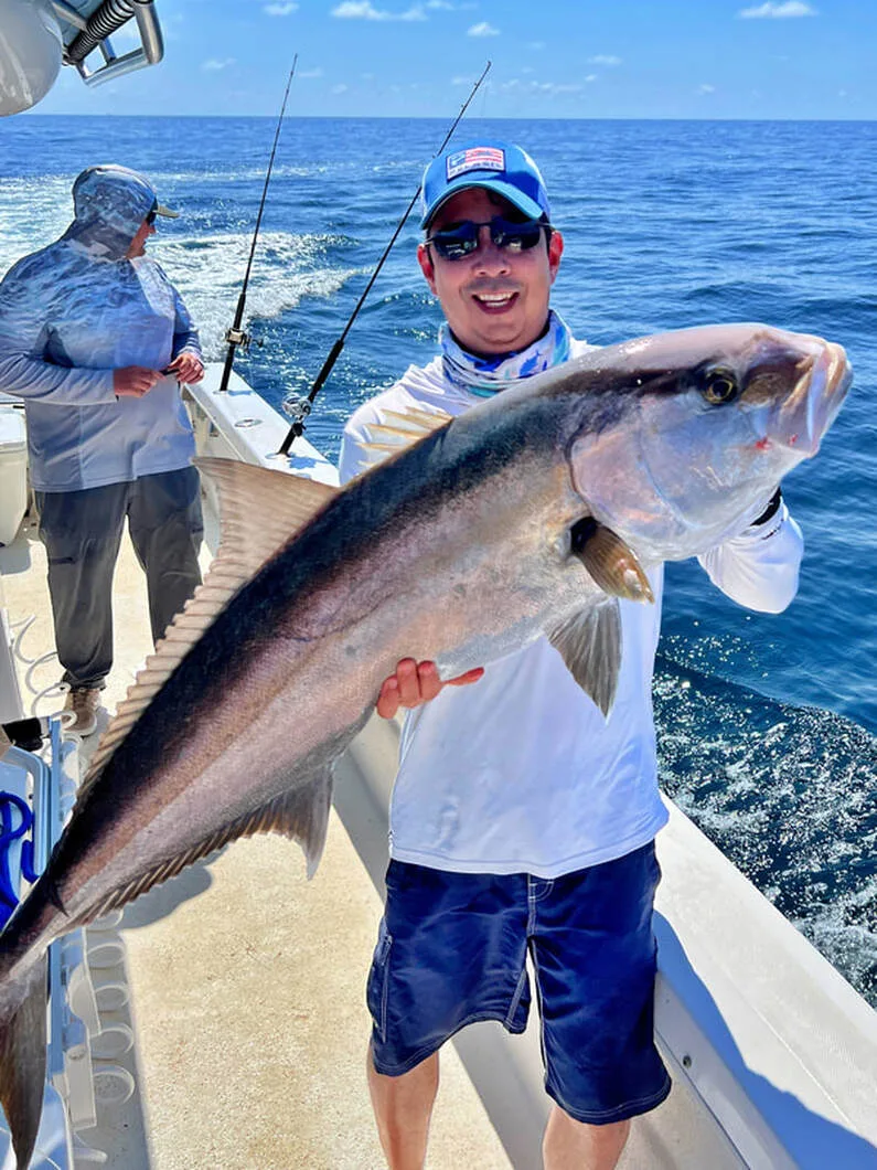 A hefty Amberjack caught near my home in Texas. Quite a fight on a medium spinning rod.