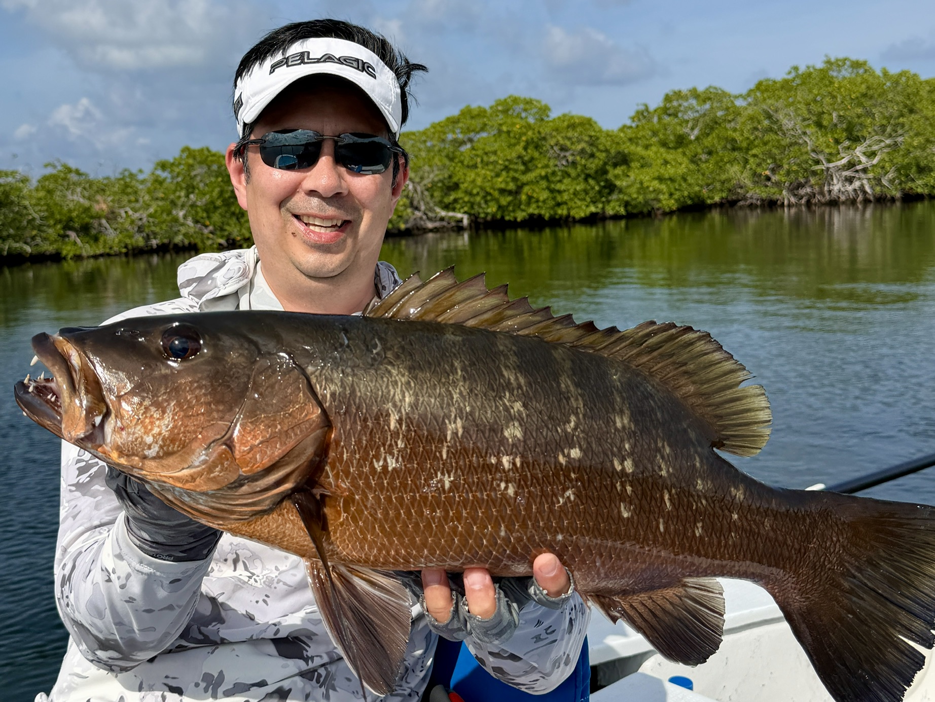 A popper-caught Cubera Snapper