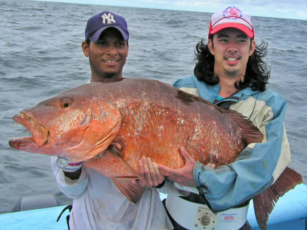 The author's brother with a huge Cubera in Mariato, Panama